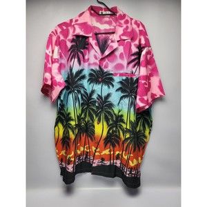 V.H.O. Mens Colorful Hawaiian Beach Short Sleeve Shirt